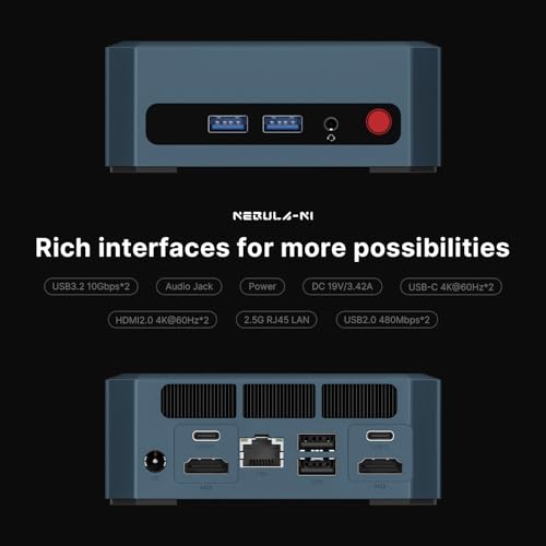origimagic N1 Mini PC,con Ryzen 7 5825U Processore(8C/16T,fino a 4.5GHz),32GB RAM DDR4,1TB NVMe SSD,Mini PC Gaming Doppio HDMI/WiFi6/BT 5.2/2.5G LAN/WOL/Auto Power On