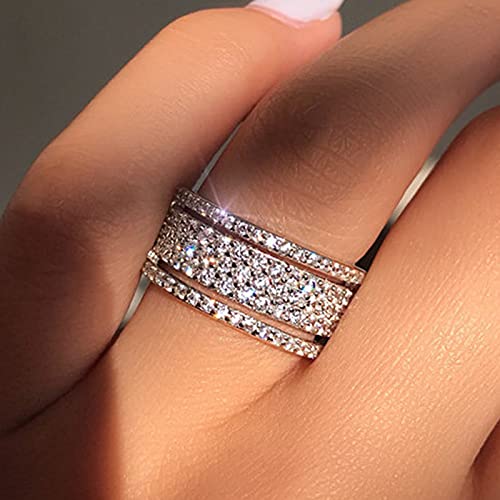 925 Sterling Silver Cubic Zirconia Eternity Engagement Wedding Bands Wedding Ring Anniversary Eternity Bands 3 Band Width Rings CZ Engagement Bridal for Women4