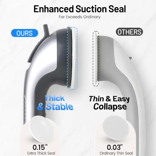 Image of 2PK Grab Bars for Shower Handle, Elderly Assistance Products Silver | Seniors Removable Bar Safety, Suction Cup for Bathtubs and Showers /Bathroom /Walls, Heavy Duty Handrails Grip, No Drilling