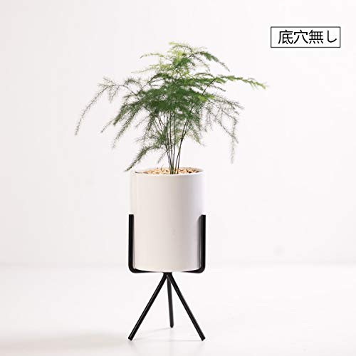 植木鉢 底穴無しフラワーポット アイアン鉢スタンド付 陶器 鉢置き 鉢台 プランタースタンド セラミック オブジェ 飾り 北欧 インテリア 多肉植物 観葉植物 陶器鉢 鉢カバー ミニ 小型 おしゃれ 室内 オフィス シンプル ナチュラル 寄せ植え ガーデン ホワイトのレビュー