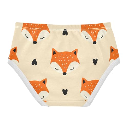 Cute Orange Fox Hearts Beige Toddlers Underwear Floral 2t Cotton Girl Panties Cute Cartoon Underpants Briefs2