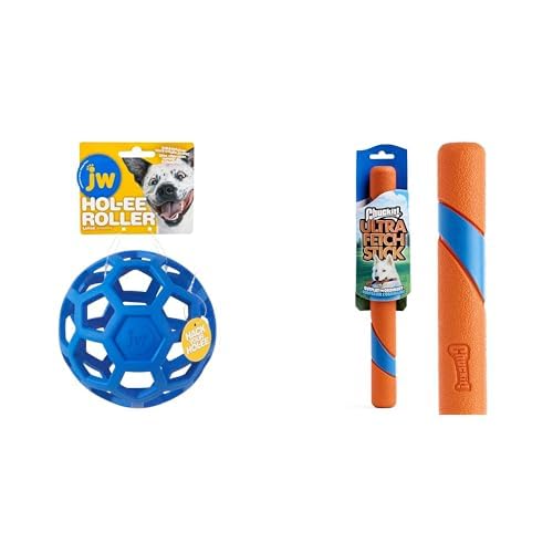 JW Pet HOL-ee Roller 5 5 Large Rubber Dog Puzzle Ball Chuckit Ultra 12 Fetch Stick Interactive Dog