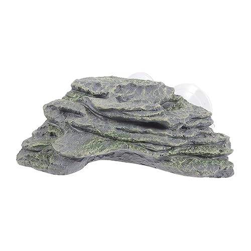 FONDOTIN カメ用日光浴用フローティングア ド 大型バ グプラットフォーム 爬虫類タンクアクセサリー 多機能装飾 リアルな樹脂製ロック