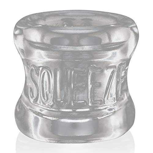Oxballs Squeeze Ballstretcher - Super Stretchy FLEXtpr Sack Stretcher - Ergonomic Curved Design for Comfort & Grip - Adjustable & Tight Fit Cockring for Men - Enhances Pleasure & Performance - Clear