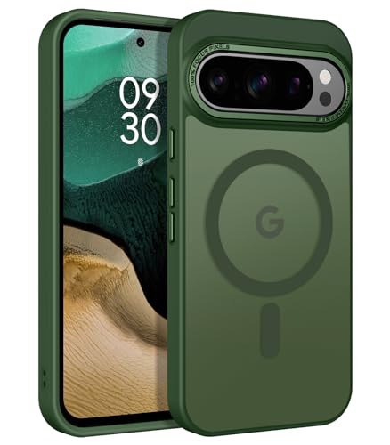 Image of YINLAI for Google Pixel 10 Pro XL Case,Magnetic Compatible with MagSafe, Slim Matte Anti-Fingerprint, Shockproof Full Body Military Grade Protection for Google Pixel 10 Pro XL Cover, Green