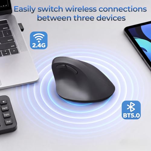 MOKURU Wireless Ergonomic Mouse, Supporting Bluetooth/2.4G Connection, Featuring 4 Buttons (Black) - image 5