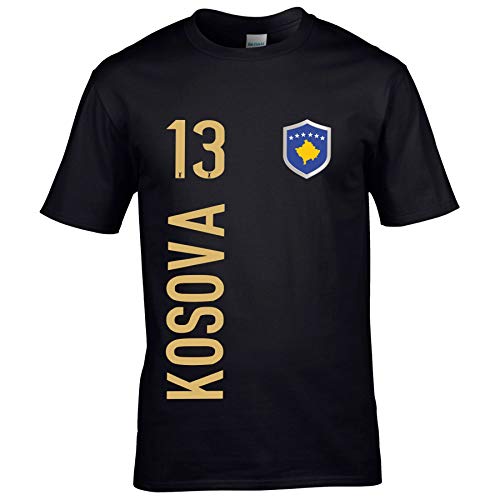FanShirts4u Herren Fan-Shirt Jersey Trikot - Kosovo/KOSOVA - T-Shirt inkl. Druck Wunschname & Nummer WM EM (XXL, KOSOVA/schwarz)