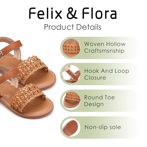 Image of Felix & Flora Toddler Girl Sandals - Little Girl Easter Dress Shoes Lightweight Open Toe Beach Holiday Flats