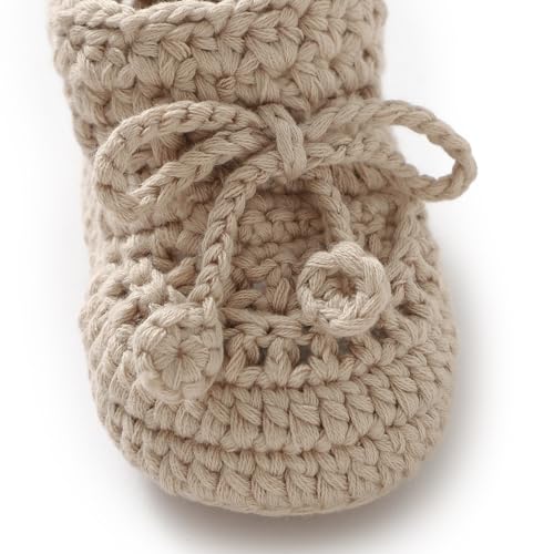 Hadetoto Baby Booties Hand Crochet Knit Cotton Bootie Soft Cozy Warm Socks Shoes Newborn First Walkers for Infant Boy Girl4