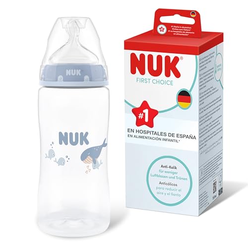 NUK First Choice Biberón | 3+ meses | 300 ml | Biberón anticólicos | PP | Indicador de control de temperatura | Ballena | 1 unidad NUK First Choice Biberón | 3+ meses | 300 ml | Biberón anticólicos | PP | Indicador de control de temperatura | Ballena | 1 unidad