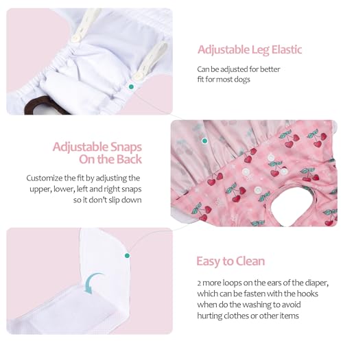 Image of CuteBone Female Dog Diapers with Skirts 3 Pack Reusable Puppy Dresses Pants for Heat Cycle Period
