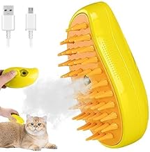 Silicone ABS Small Style Pet Steam Comb Multiple Patterns Dog Cat Hair Removal Cleaning Grooming Brush with Massage Spray 3 in 1 (Mango Shape Brush)