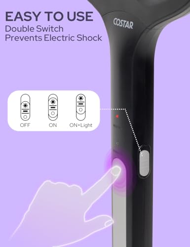 Image of CostarMatter Mosquito Racket with UV Light Lamp, 2 Modes Mosquito Bat USB Rechargeable, Bug Zapper Electric Fly Swatter w /Long Lasting Lithium-ion Battery, 6 Months Warranty (Black)