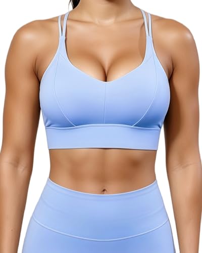 Image of Grace Form Sports Bra for Women Strappy Medium Support Push Up Padded Sports Bra for Running Workout Bra Yoga Bra