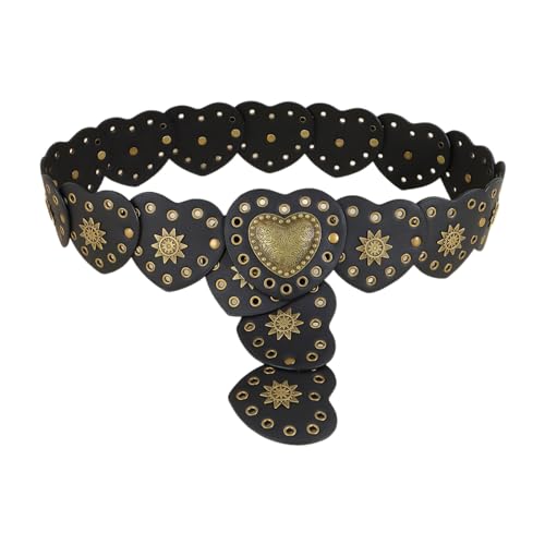 Delicate Waist Belt With Heart Disc Buckle Adult Motorcycle PU Waist Belts For Women Coat Dress Adjustable Length