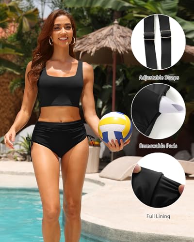 Women Sports Bra Swimsuit Top - Crop Bikini Top Only Modest Bathing Suit 2025 Square Neck Swimwear4