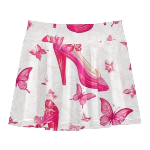Joisal Skirts with Shorts High Heeled Shoes Butterflies Pink Athletic Shorts Girls Skorts Uniform Girl Skort 4t2