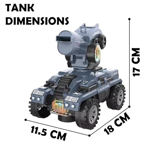Image of VGRASSP Bump and Go UFO Disc Launcher Tank Toy for Kids with 5 Discs - Automatic Rotating Turret Shooter with Cool LED Lights and Sound Effects - Interactive Musical Vehicle Gift - Color As Per Stock