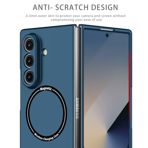 Image of amazon basics Magnetic Case Cover for Samsung Galaxy Z Fold 6 [Compatible with Mag-Safe] Slim Shockproof Magnetic Phone Cover Case - Blue