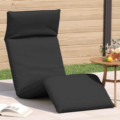 Kangardius Tumbona plegable negra de tela Oxford 175 x 54 x 8,5 cm con respaldo y reposapiés ajustables en 5 posiciones, acolchada, ergonómica para jardín, terraza, playa, piscina, exterior, camping