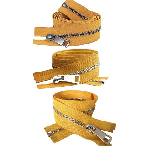 20/30/40/50/60/70/80cm 5# Colorful Open-End Auto Lock Metal Zipper DIY Handcraft for Clothing Pocket Garment Shoes(Yellow,40cm)