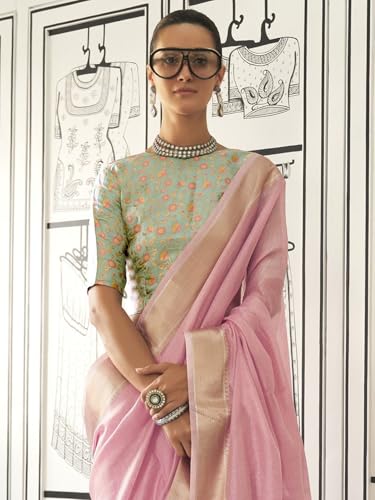 Image of MADHUHANSH Women's Cotton Linen Saree with Unstitched Blouse Piece and Solid Pattern | Mithila Painting Saree | Saree for Haldi Ceremony