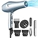 Phon capelli con Potente Motore 33 m/s, Asciugacapelli Ionico per Asciugatura Rapida e Styling, 7 Modalità Calore e Velocità, Uso Domestico e Saloni, Design Elegante Grigio-Blu immagine
