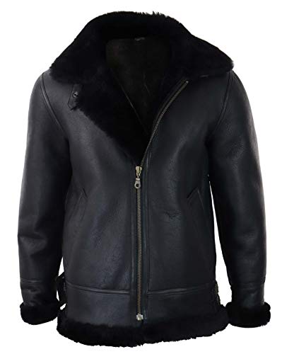 TruClothing Mens Real Leather Sherling Sheepskin Hood Jacket Vintage Aviator Flying Pilot4
