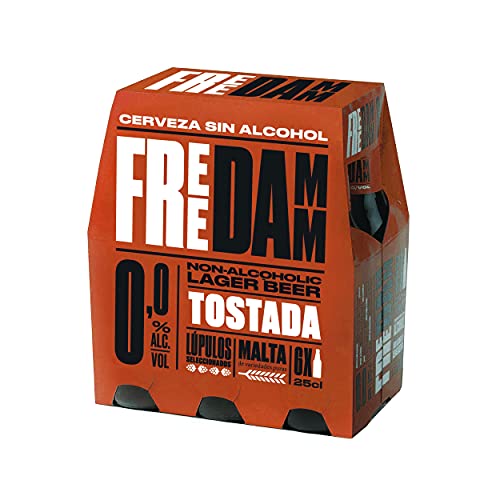 Free Damm - Cerveza sin alcohol 0.0, tostada, 6 x 25cl