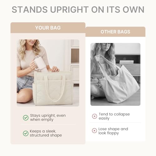 Image of G4Free Tote Bag for Work, Lightweight Structured Large Tote Handbag with Multi-Compartment and 40oz Cup Holder for Women