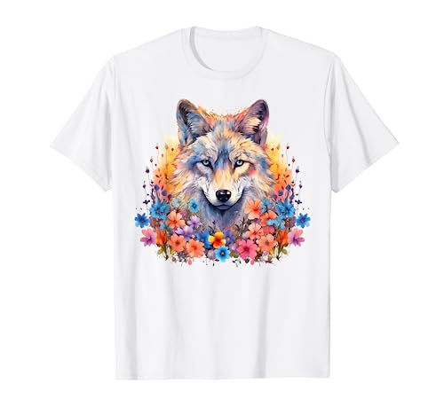 Mignon fleur loup sur l'été Floral Wolf T-Shirt