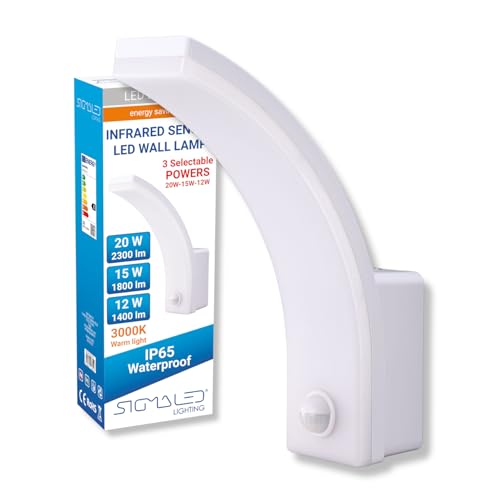 Aplique pared exterior IP65 Sigmaled lighting foco LED exterior con sensor y tres intensidades