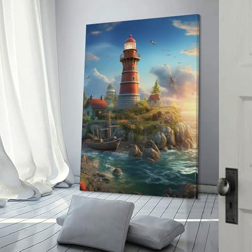 Affiche phare côtier déco murale salon tableau impression toile 50x75