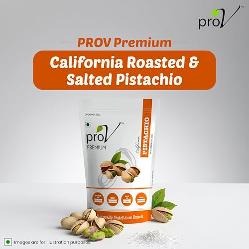Image of ProV Premium California Pistachios | Roasted & Salted Pistachio Nuts | Protein Rich, Antioxidant Dense | Premium Dry Fruits | 250 g (Pack of 2)