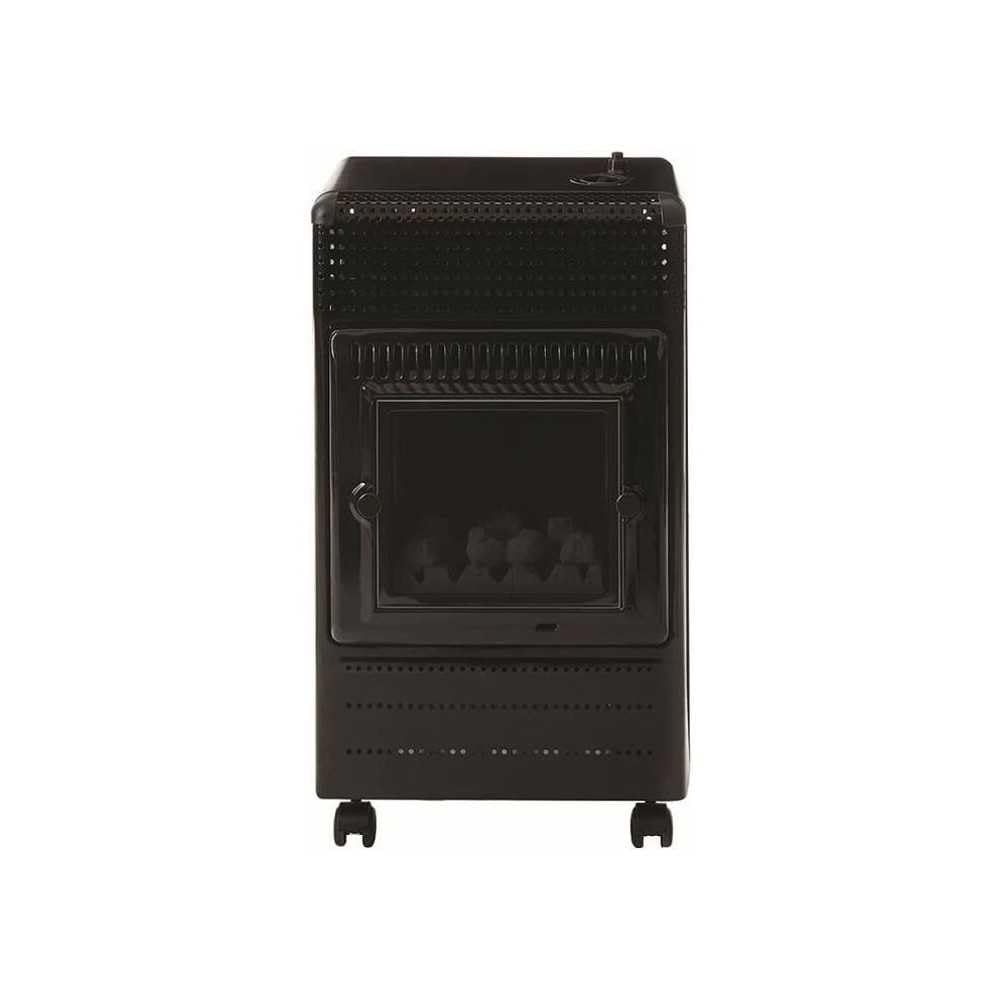 FAVEX - Poêle à gaz infrableu Ektor Fire - Chauffage d'appoint à gaz - Intérieur - Brûleur Inox Infrableu effet feu de cheminée - 3 Puissances de Chauffe - jusqu'à 35 m² - Noir