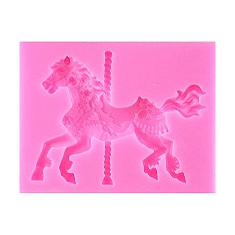 Silicone 3D Carousel Horse Chocolate Mould Ice Cube Tray Non-Stick Fondant Mould for Decorating Cakes Chocolate Candy Jelly Baking Kitchen etc Cover
