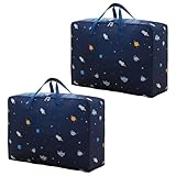 2 Stk Aufbewahrungstasche Groß, 70×50×30cm Wasserdicht Oxford Umzugstaschen, Aufbewahrungstaschen mit Reißverschluss, Faltbare Aufbewahrung Bettzeug Tasche, für Bettdecken Kissen Kleidung (B)