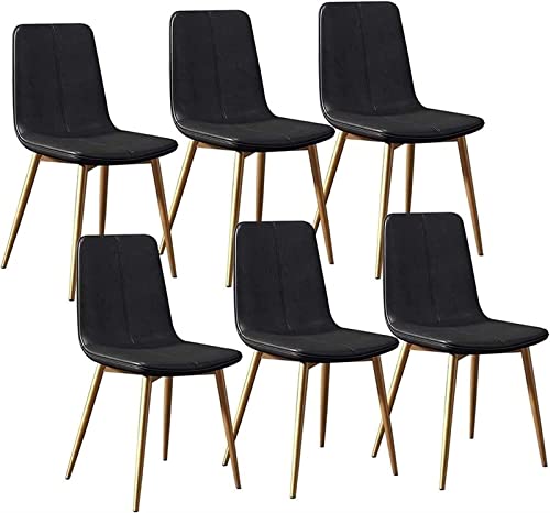 SJIALEN Modern Kitchen Chairs Set of 6, for Living Room Bedroom Office Lounge Dining Chairs with Metal Legs PU Leather Backrests Seat Kitchen Chair (Color : Black, Size : 43x40x86cm)