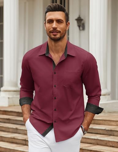 COOFANDY Mens Dress Shirts Long Sleeve Button Down Shirts Untucked Wrinkle-Free Business Casual Shirts2