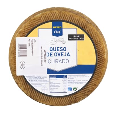 Queso de Oveja Curado METRO Chef – Porciones, Media Pieza y Entero | Sabor Intenso y Artesanal | Ideal para Tapas y Recetas Gourmet (REFRIGERADO) (1 PIEZA, Oveja Curado Pieza 3 kg Aprox)