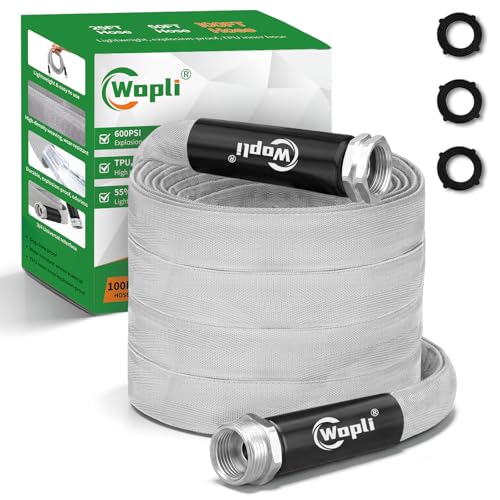 Garden Hose 100ft Ultra-Light & Flexible Water Hose Durable All-Weather Made of TPU-Drinking Water Safe Easy to Store & Coil Kink-Free Camping Car Wash Yard Garden and Home Gray
