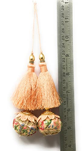 Image of Set of 2 Blouse Latkan (Peach Colour, 13 cm Long, 15124)