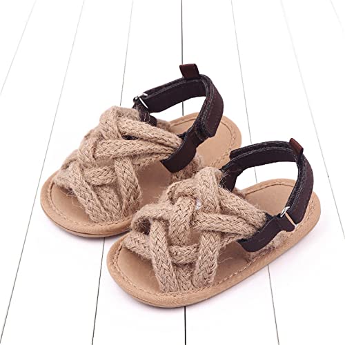 Summer Children Infant infant Shoes Girls Sandals Flat Bottom Lightweight Li Linen Woven Upper Soft Breathable Comfortable Size 11 Girls Tennis Shoes3