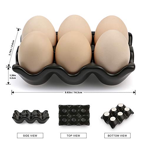 AbbyCindy 6 Cups Egg Tray Serveware, Eggs Dispenser, Egg Holder Set Kitchen Restaurant Fridge Storage Decorative Accessory (White and Black)