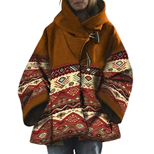 Womens Aztec Coat Aztec Western Ethnic Hoodies Casual Hooded Tribal Jacket Apparel Woolen Coats