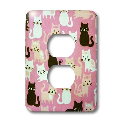 Puddy Cats plaque murale décorative pour 2 prises de courant motif rose et noir