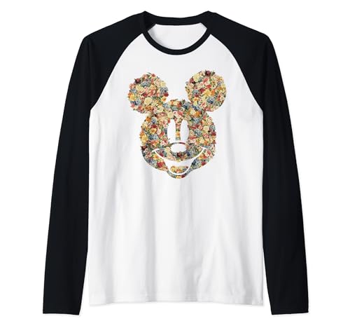 T-shirt Mickey Mouse Disney baseball raglan fleuri pour femme vêtement décontracté