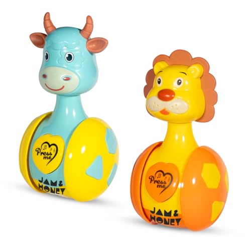 Image of Amazon Brand - Jam & Honey Baby Rattle Tumbler Set of 2 I Best Learning Toy Pushing Or Holding Toys | Baby Development Toys