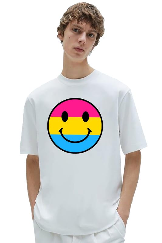 Epiko Pride Emoji Colorful Print T-Shirt for Men | Minimal Print T-Shirt for Men White 1