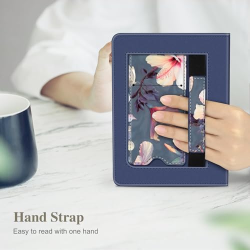 Image of Fintie Case for 7 inch /6.8 inch Kindle Paperwhite(12th /11th Generation-2024 /2021) and Kindle Colorsoft Signature Edition -Slim Foldable Stand Cover Auto Wake /Sleep for Paperwhite 2024,Blooming Hibiscus